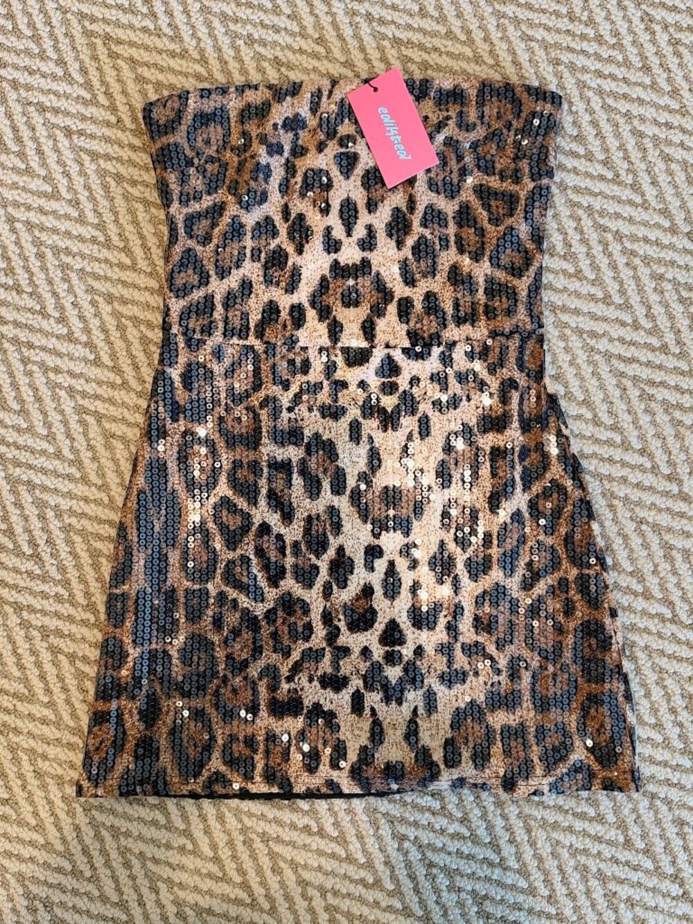 Leopard print sequin mini dress